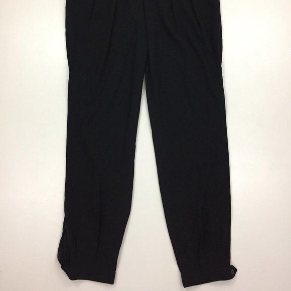 BABATON Black Japanese Fabric Button Hem Pleats Front Tapered Leg Dress Pants - Picture 6 of 9